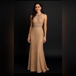 Sequin Hearts Gold Lace Dress